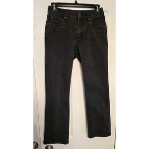 LL Bean Jeans Womens 4-Pet (24x26) Black Denim Mid Rise Straight Stretch